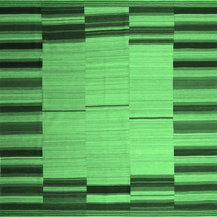 Square Machine Washable Abstract Emerald Green Contemporary Area Rugs, wshcon1265emgrn