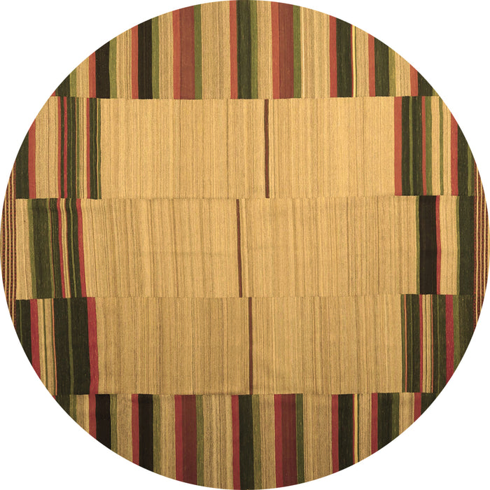 Round Abstract Brown Contemporary Rug, con1265brn