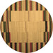 Round Abstract Brown Contemporary Rug, con1265brn