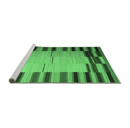 Sideview of Machine Washable Abstract Emerald Green Contemporary Area Rugs, wshcon1265emgrn