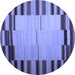 Round Abstract Blue Contemporary Rug, con1265blu