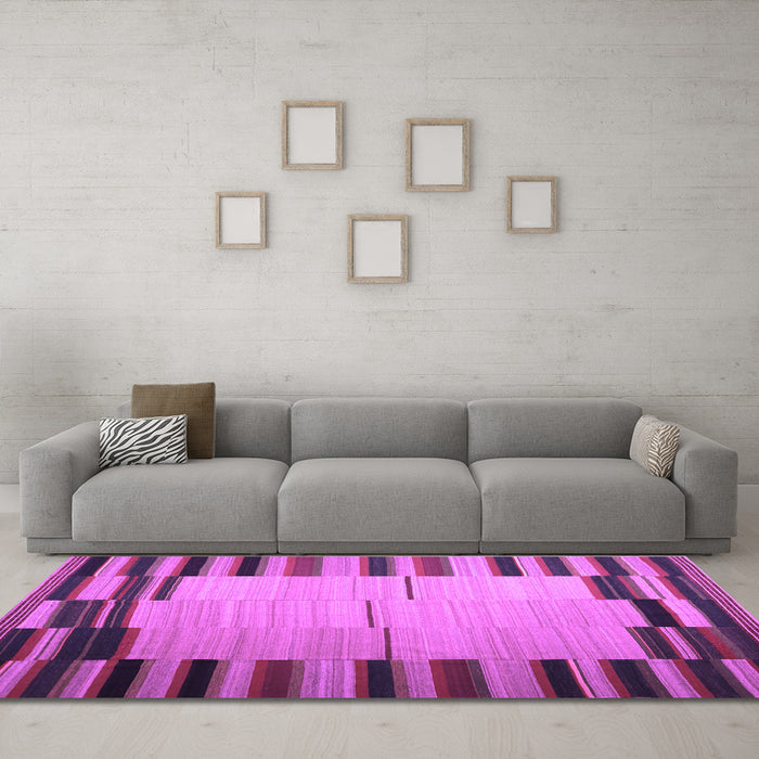Machine Washable Abstract Purple Contemporary Area Rugs in a Living Room, wshcon1265pur