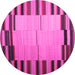 Round Machine Washable Abstract Pink Contemporary Rug, wshcon1265pnk