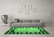 Machine Washable Abstract Emerald Green Contemporary Area Rugs in a Living Room,, wshcon1265emgrn