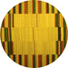 Round Machine Washable Abstract Yellow Contemporary Rug, wshcon1265yw