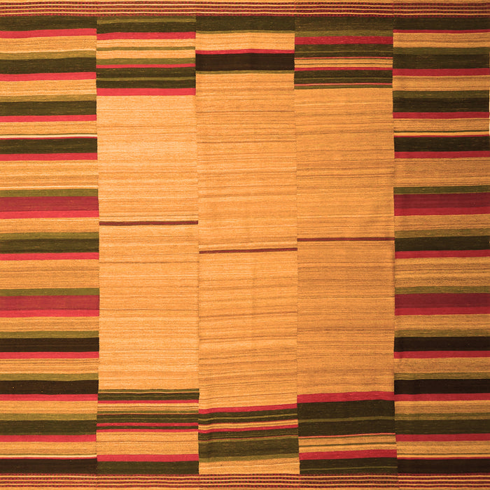 Round Machine Washable Abstract Orange Contemporary Area Rugs, wshcon1265org