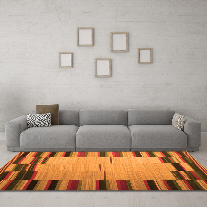 Machine Washable Abstract Orange Contemporary Area Rugs in a Living Room, wshcon1265org