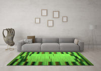 Machine Washable Abstract Green Contemporary Rug, wshcon1265grn