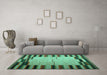 Machine Washable Abstract Turquoise Contemporary Area Rugs in a Living Room,, wshcon1265turq