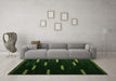 Machine Washable Abstract Green Contemporary Area Rugs in a Living Room,, wshcon1266grn