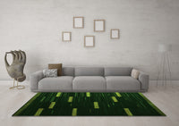 Machine Washable Abstract Green Contemporary Rug, wshcon1266grn