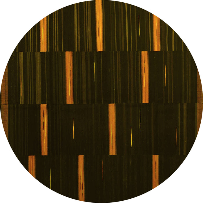 Round Abstract Yellow Contemporary Rug, con1266yw