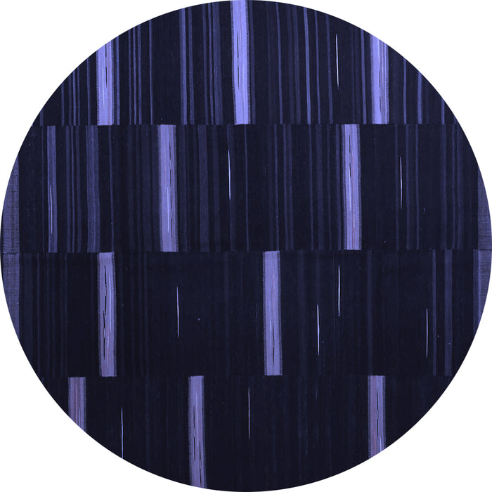 Round Abstract Blue Contemporary Rug, con1266blu