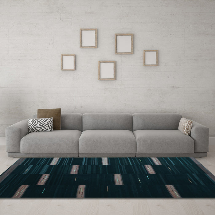 Machine Washable Abstract Light Blue Contemporary Rug in a Living Room, wshcon1266lblu