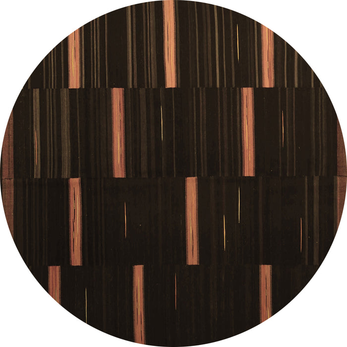 Round Machine Washable Abstract Brown Contemporary Rug, wshcon1266brn