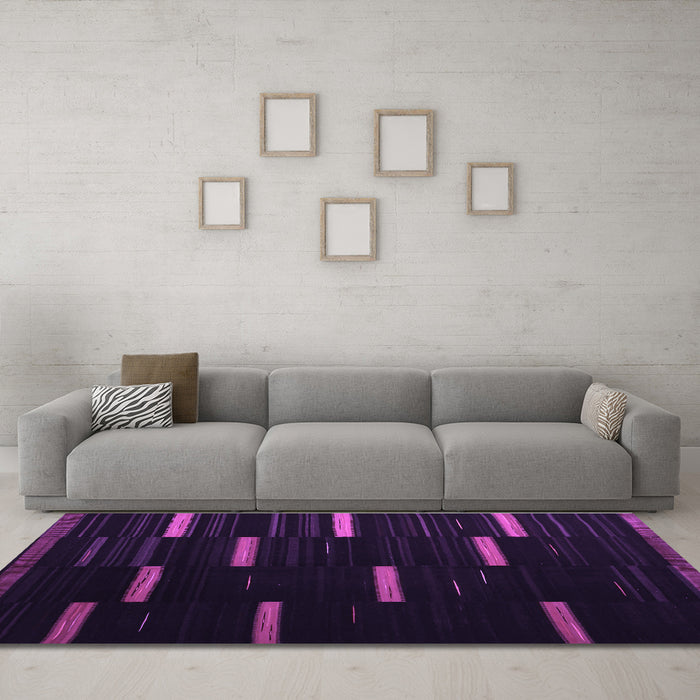 Machine Washable Abstract Purple Contemporary Area Rugs in a Living Room, wshcon1266pur