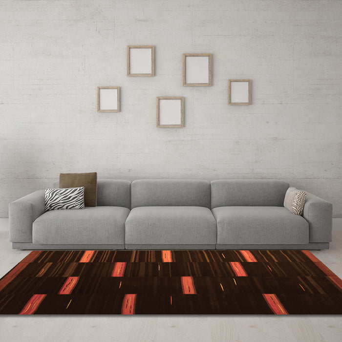 Machine Washable Abstract Orange Contemporary Area Rugs in a Living Room, wshcon1266org