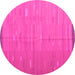 Round Machine Washable Southwestern Pink Country Rug, wshcon1267pnk