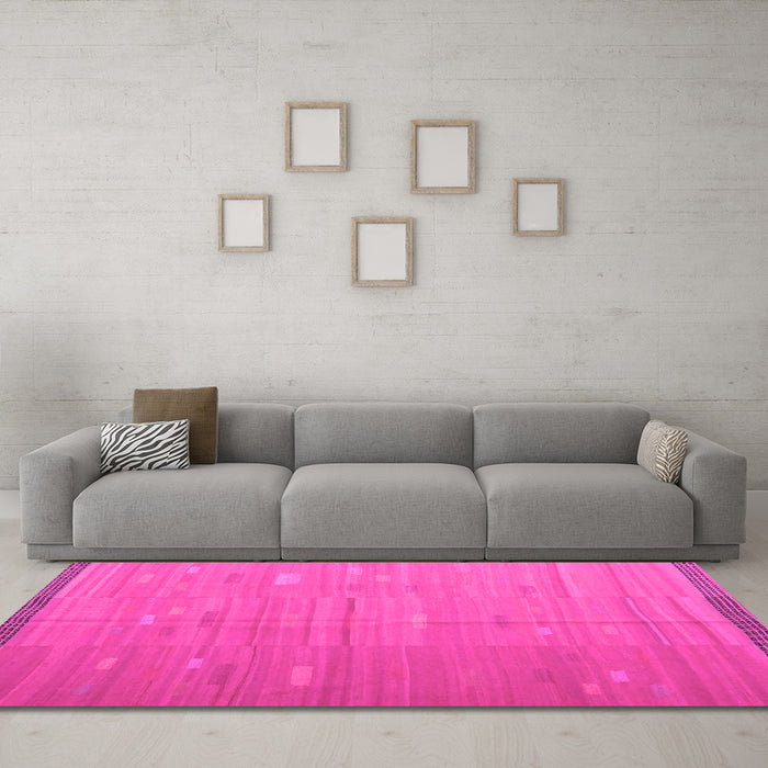 Machine Washable Southwestern Pink Country Rug in a Living Room, wshcon1267pnk