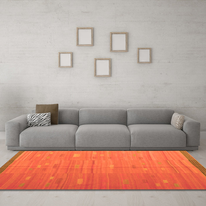 Machine Washable Southwestern Orange Country Area Rugs in a Living Room, wshcon1267org