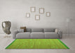 Machine Washable Southwestern Green Country Area Rugs in a Living Room,, wshcon1267grn