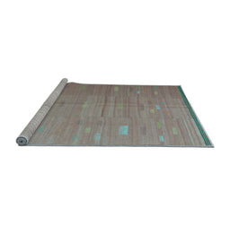 Sideview of Machine Washable Southwestern Light Blue Country Rug, wshcon1267lblu