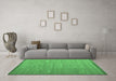 Machine Washable Southwestern Emerald Green Country Area Rugs in a Living Room,, wshcon1267emgrn