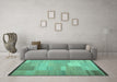 Machine Washable Abstract Turquoise Contemporary Area Rugs in a Living Room,, wshcon1268turq