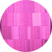 Round Machine Washable Abstract Pink Contemporary Rug, wshcon1268pnk