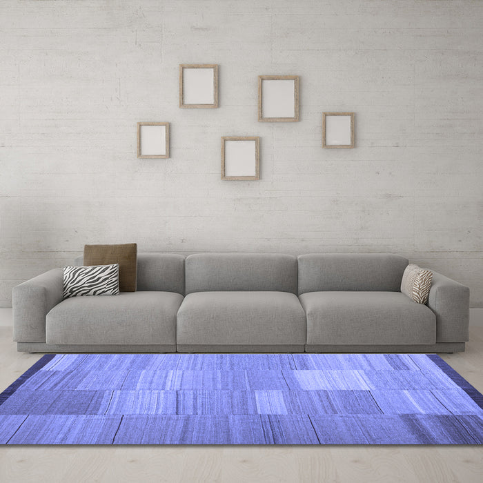 Machine Washable Abstract Blue Contemporary Rug in a Living Room, wshcon1268blu
