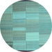 Round Abstract Light Blue Contemporary Rug, con1268lblu