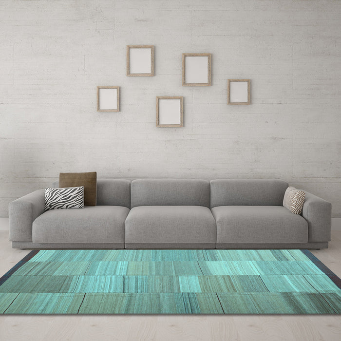 Machine Washable Abstract Light Blue Contemporary Rug in a Living Room, wshcon1268lblu