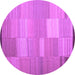 Round Abstract Purple Contemporary Rug, con1268pur