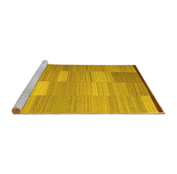 Sideview of Machine Washable Abstract Yellow Contemporary Rug, wshcon1268yw