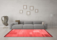 Machine Washable Abstract Red Contemporary Rug, wshcon1268red