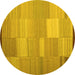 Round Abstract Yellow Contemporary Rug, con1268yw