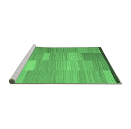 Sideview of Machine Washable Abstract Emerald Green Contemporary Area Rugs, wshcon1268emgrn