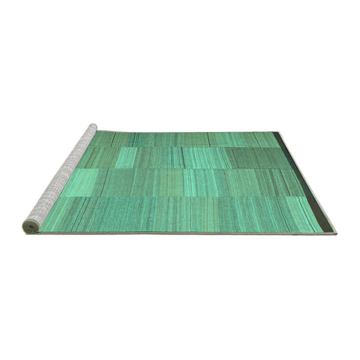 Sideview of Machine Washable Abstract Turquoise Contemporary Area Rugs, wshcon1268turq