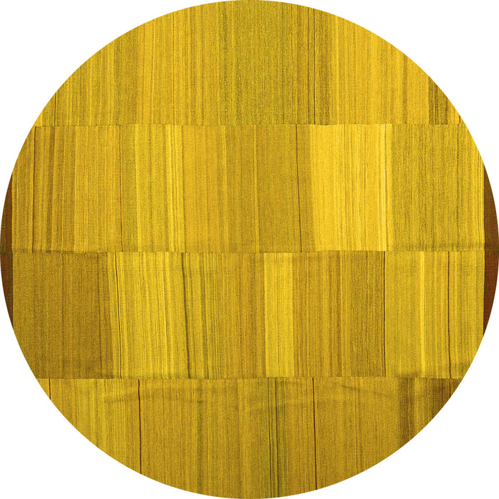 Round Machine Washable Abstract Yellow Contemporary Rug, wshcon1268yw