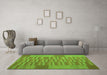 Machine Washable Abstract Green Contemporary Area Rugs in a Living Room,, wshcon1269grn