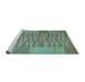 Sideview of Machine Washable Abstract Turquoise Contemporary Area Rugs, wshcon1269turq