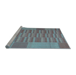 Sideview of Machine Washable Abstract Light Blue Contemporary Rug, wshcon1269lblu
