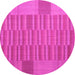 Round Machine Washable Abstract Pink Contemporary Rug, wshcon1269pnk