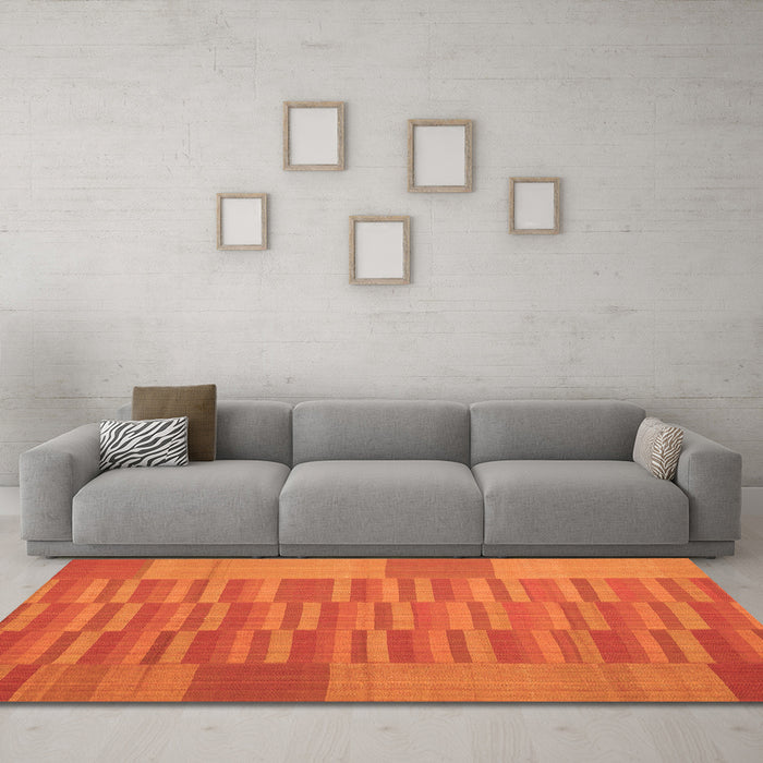 Machine Washable Abstract Orange Contemporary Area Rugs in a Living Room, wshcon1269org