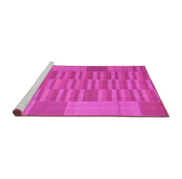 Sideview of Machine Washable Abstract Pink Contemporary Rug, wshcon1269pnk