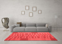 Machine Washable Abstract Red Contemporary Rug, wshcon1269red