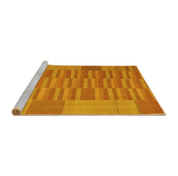 Sideview of Machine Washable Abstract Yellow Contemporary Rug, wshcon1269yw