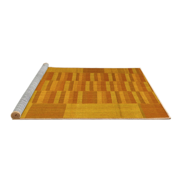 Sideview of Machine Washable Abstract Yellow Contemporary Rug, wshcon1269yw