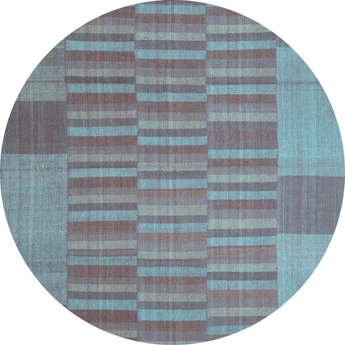 Round Abstract Light Blue Contemporary Rug, con1269lblu