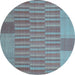 Round Abstract Light Blue Contemporary Rug, con1269lblu